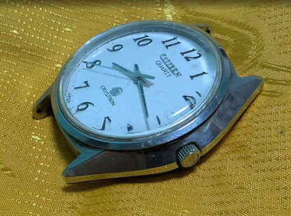 Vintage Pre-Owned Citizen Crystron Quartz 4-860209 Japan 37mm Stainless Steel Watch New Battery Running Classic Rare Men's Watch