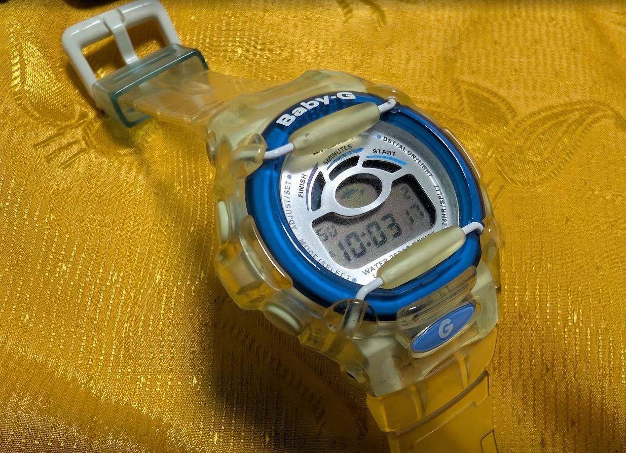 Rare. Vintage Pre-Owned Casio Baby G BGR240 Clear Jelly 2000s Y2K Digital Shock Resist 20Bar Water Resistant Retro Women's Sports Watch.New battery