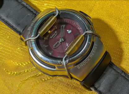 RARE VINTAGE Pre-Owned Casio Baby-G BG-26 Analog Watch Womens Vintage Baby G Shock Resist Watch Red Dial.New Battery Case 40mm