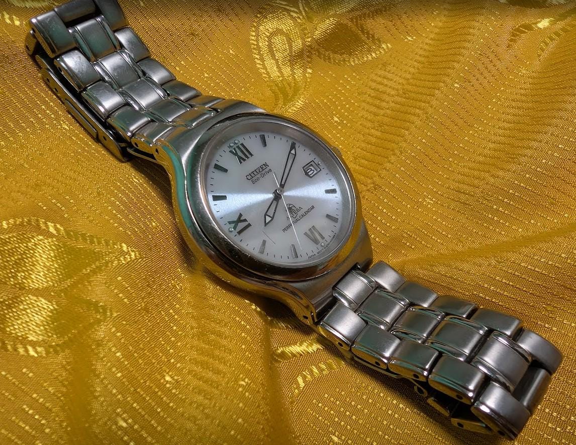 Rare Vintage Pre-Owned Citizen Attesa Eco Drive E760-K17691 Perpetual Calendar Watch Japan 35mm Titanium Solar Rare JDM
