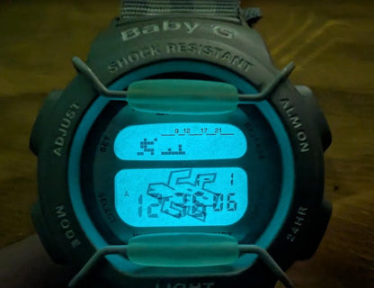 Casio Baby-G BG-350 Vintage Pre-Owned Digital Watch X-treme Shock Resist Grey Velcro Strap Y2K Sport Rare.New battery