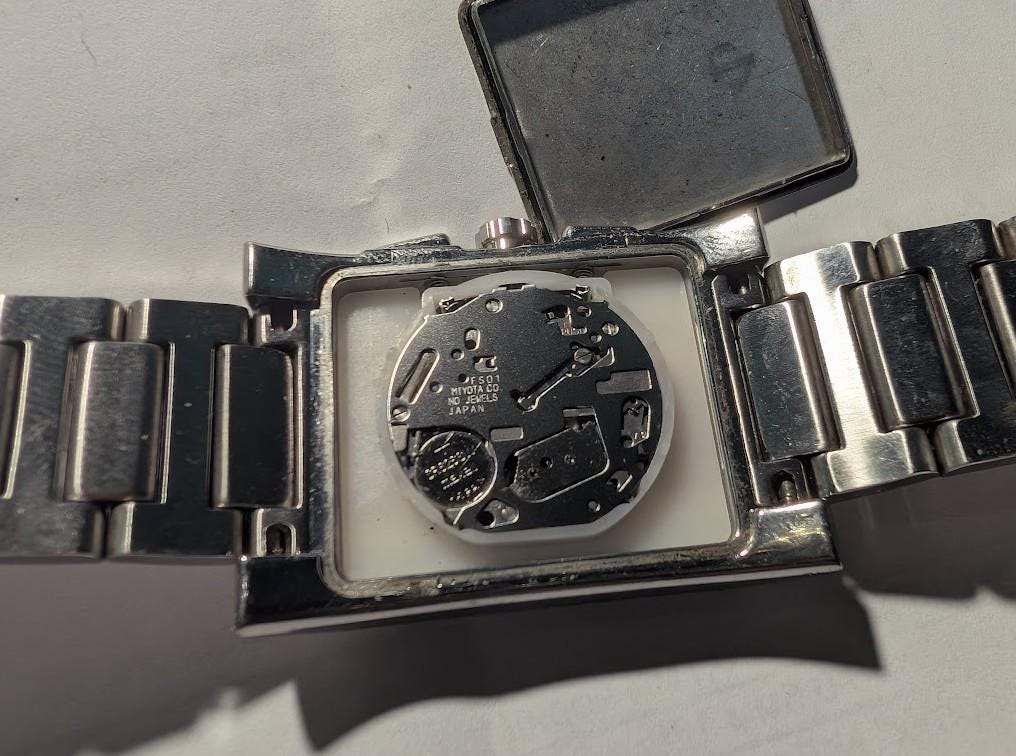 Vintage Pre-Owned Furbo Design F5001 Chronograph Tank 33mm Original Bracelet New Battery Working