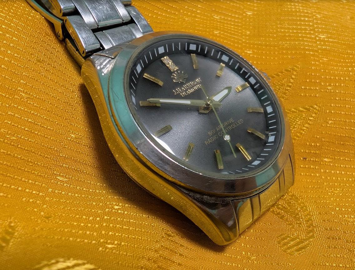 Vintage Pre-Owned Harrison Diamond JH-087 Solar Drive Radio Controlled Watch 42mm Original Bracelet Japan For Repair