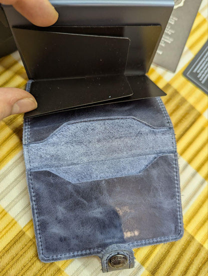 SECRID Mini Wallet Vintage Pre-Owned Blue Genuine Leather, RFID Protection