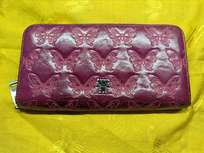 Pre-Owned Anna Sui Pink Butterfly Leather Wallet