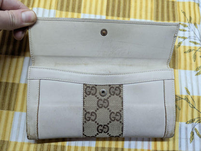 Vintage Pre-Owned Gucci GG Canvas Leather Wallet Beige Brown Monogram Wallet Designer Wallet Womens Wallet Authentic Italy