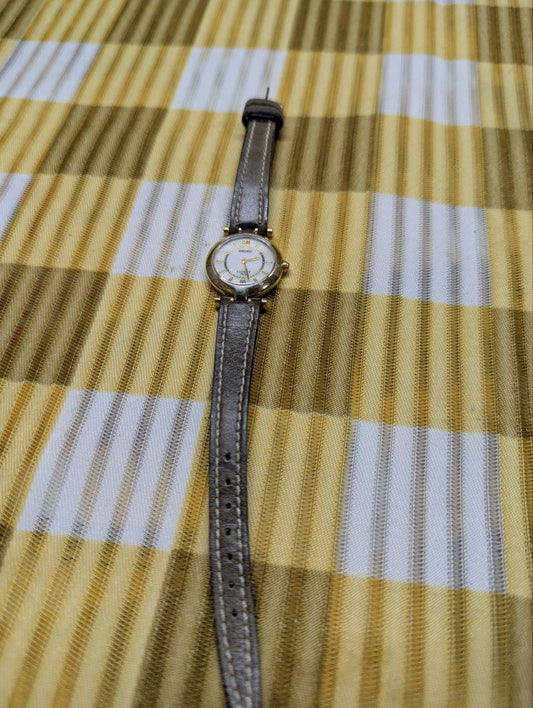 Vintage Pre-Owned Seiko Lucent Paris 4N20-096A Ladies Quartz Watch Gold Tone White Dial Leather Strap Working Dress Watch Japan New Battery
