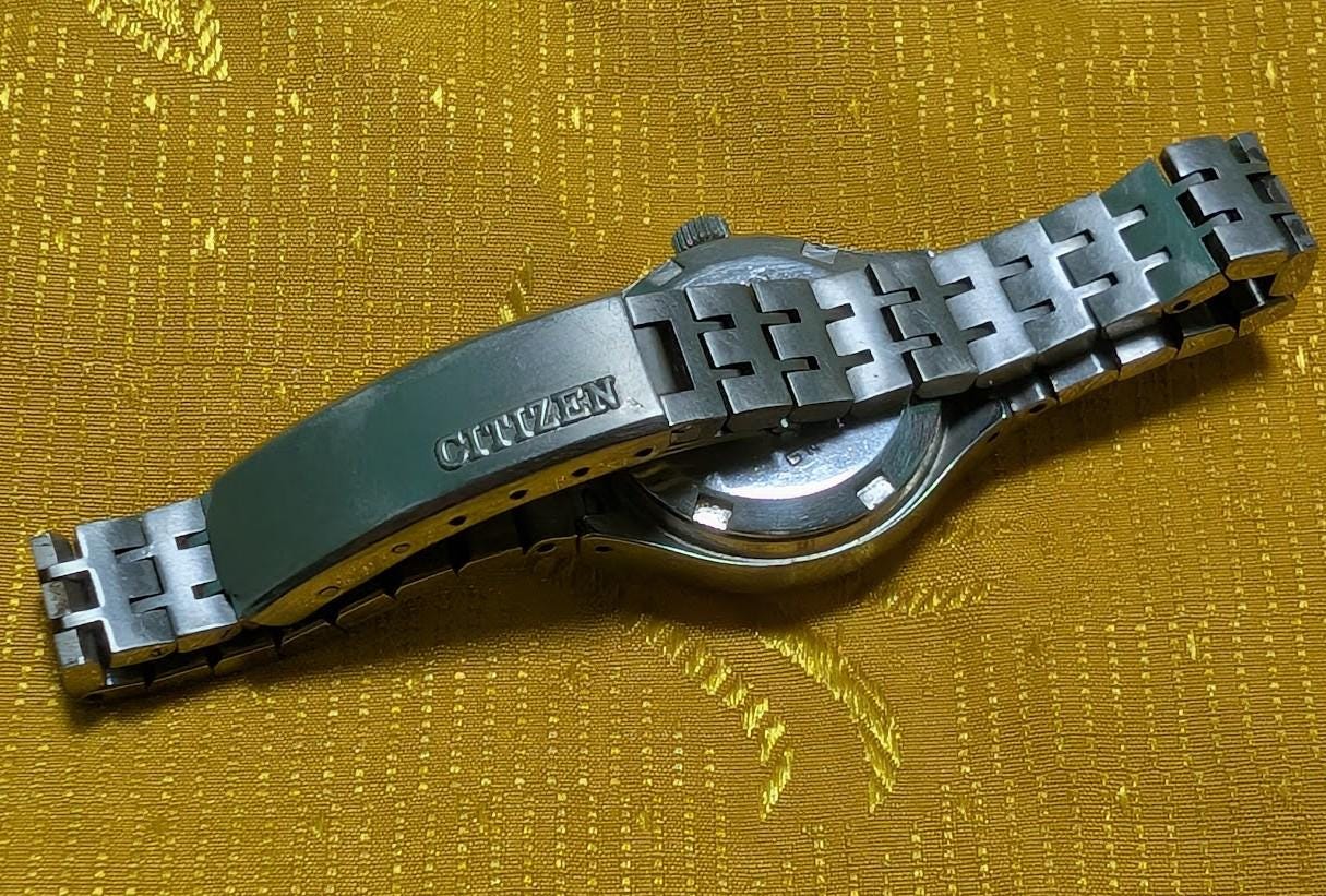 Citizen 4-700091 Automatic Ladies Watch Japan Vintage Pre-Owned Working Purple Dial Day Date Original Bracelet Rare Collectible