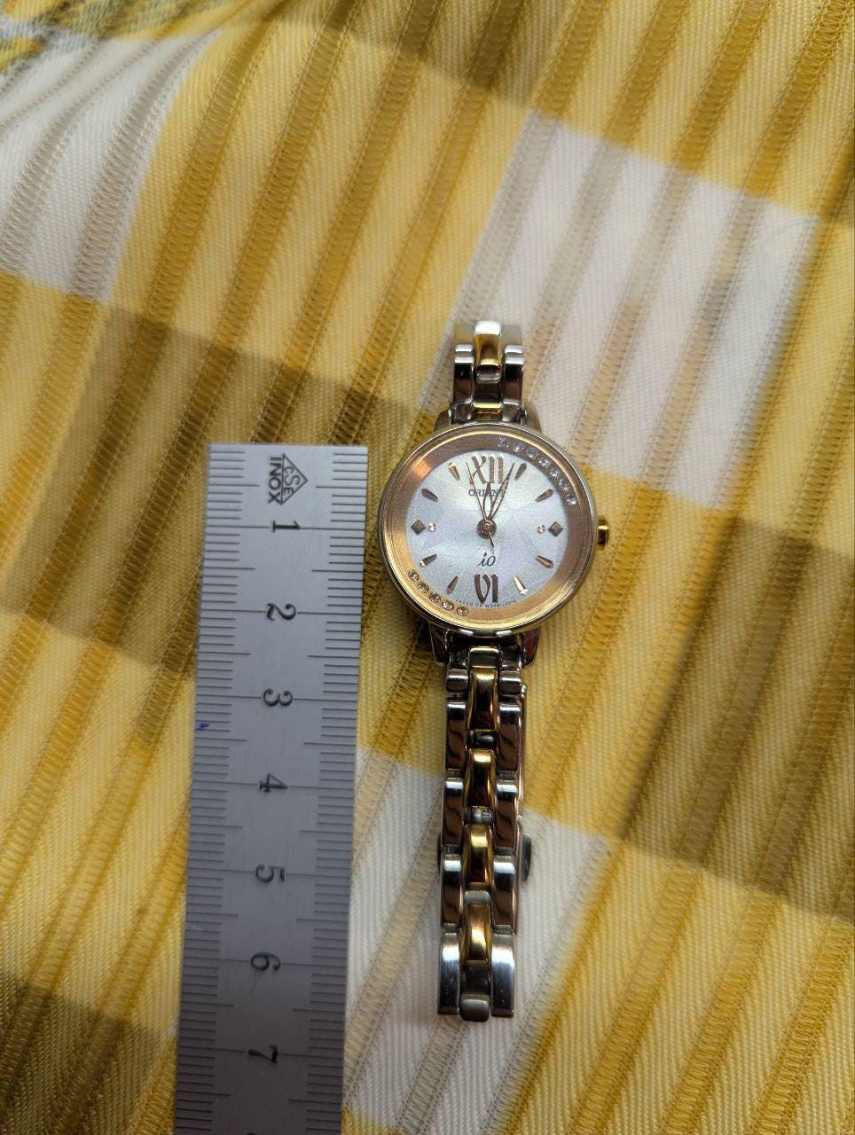 Pre-Owned Orient IO Solar Womens Watch Two Tone Stainless Steel Bracelet Crystal Dial Japan Made Working Condition