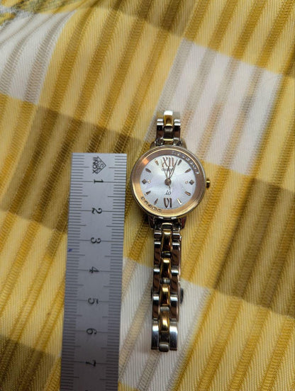 Pre-Owned Orient IO Solar Womens Watch Two Tone Stainless Steel Bracelet Crystal Dial Japan Made Working Condition