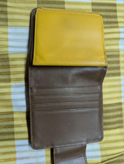 COCOCELUX GOLD Leather Wallet Crocodile Embossed Brown Compact Bifold Wallet with Snap Closure, Japanese Brand, Used