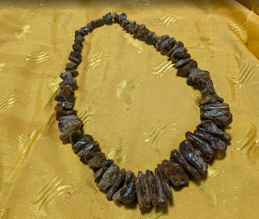 Vintage Pre-Owned Large Amber Color Stone Chip Necklace 184g Chunky Statement Beaded Necklace Baltic Style Estate Jewelry Collectible