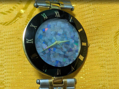 Rare Vintage Pre-Owned Montres MS-003G Opal Jewelry Watch 33mm Quartz Black Roman Dial Bracelet New Battery