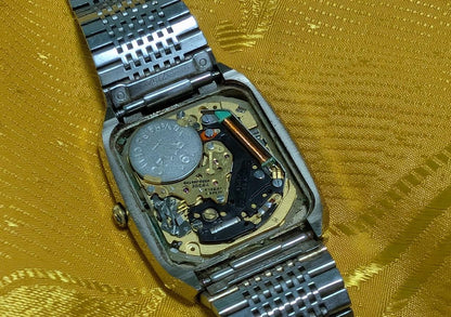 Rare Citizen Exceed Quartz Tank Watch 29mm Vintage Pre-Owned Japan Stainless Steel Bracelet Black Dial Roman Numerals Dress Watch .New Battery