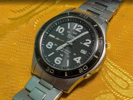 Vintage Pre-Owned CASIO Overland OVW-110 Wave Ceptor Tough Solar Watch 40mm Titanium Style Working Rare Japan