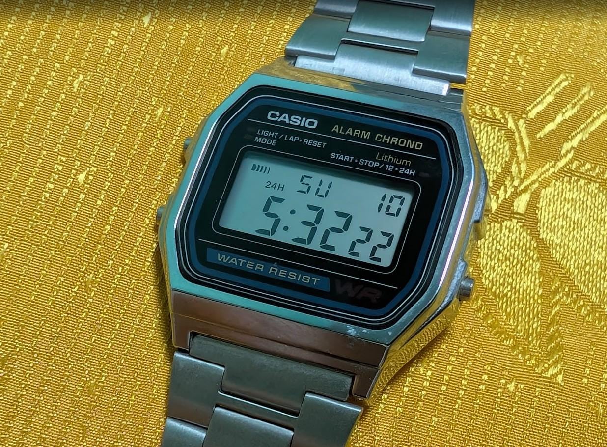 Vintage Pre-Owned Casio A158W Digital Watch Alarm Chronograph WR Stainless Steel Retro Japan LCD Watch Working 33mm