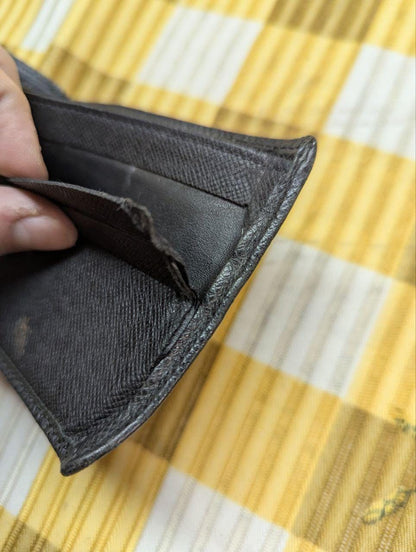 Louis Vuitton Leather Bifold Wallet Black Compact Mens Wallet Designer Wallet Pre Owned Authentic Made in France