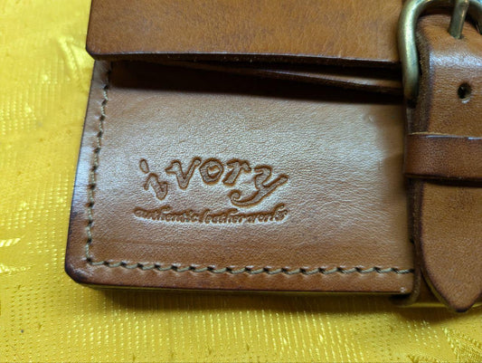 Pre-Owned Ivory Full Grain Leather Long Wallet Men's Handmade Japan