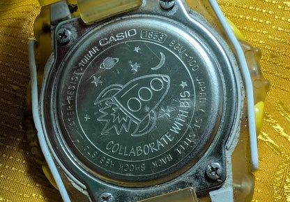 Casio Baby G BGM 100 Space Collaboration Watch Vintage Pre-Owned Rare Transparent Shock Resistant  Japan Retro Collectible Y2K .Case 40mm.New battery