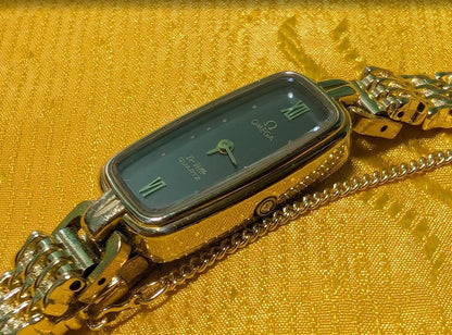 Rare Omega De Ville Quartz 1352 Ladies Watch Gold Tone Bracelet Swiss Vintage Pre-Owned Watch With Warranty Booklet