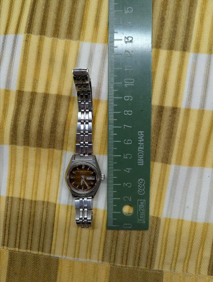 Vintage Pre-Owned Seiko Automatic 2206-0520 Ladies Watch Brown Sunburst Dial Day Date Japan Working