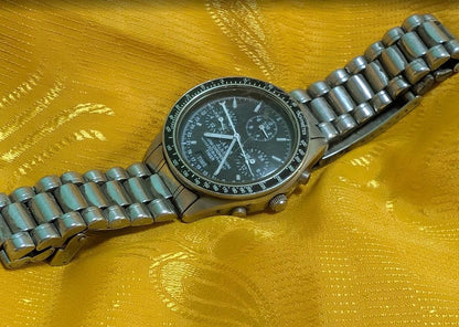 Vintage Pre-Owned Alba Carib N944-7A40 Chronograph Timer Watch Japan 36mm Stainless Steel 10 Bar Quartz For Repair Service Rare