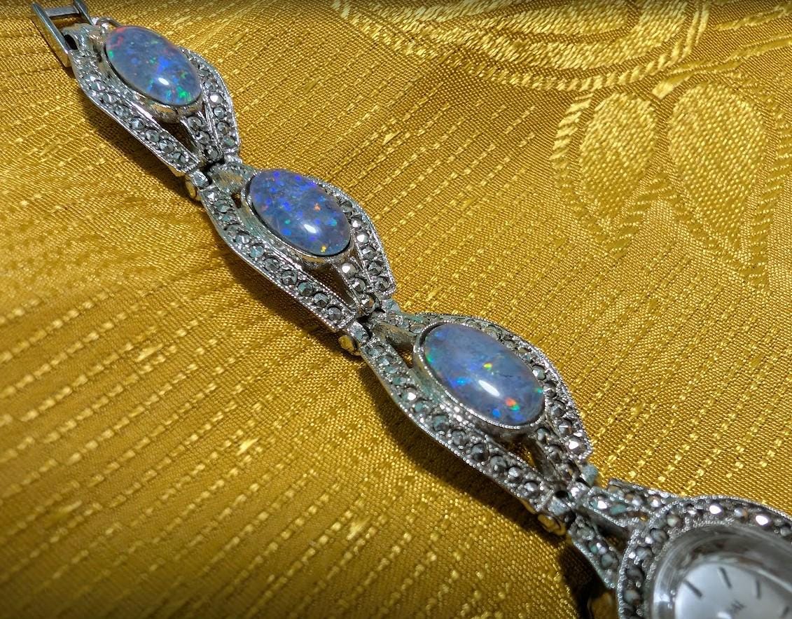 Rare Vintage Pre-Owned Janopal Swiss Ladies Watch ETA 978.002 6 Jewels Opal Style Bracelet Quartz Wristwatch Working New Battery Art Deco Design
