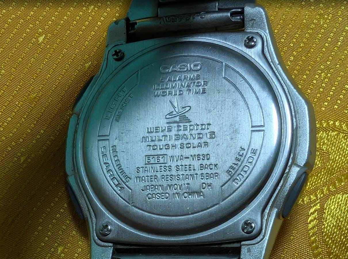 Casio Wave Ceptor WVA-M630 Multiband 6 Tough Solar Watch 40mm Silver Dial Vintage Pre-Owned JDM Men's Watch