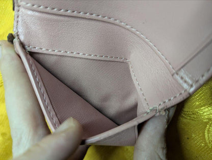 Pre-Owned COACH Small Trifold Wallet Canvas Card Case Coin , Pink