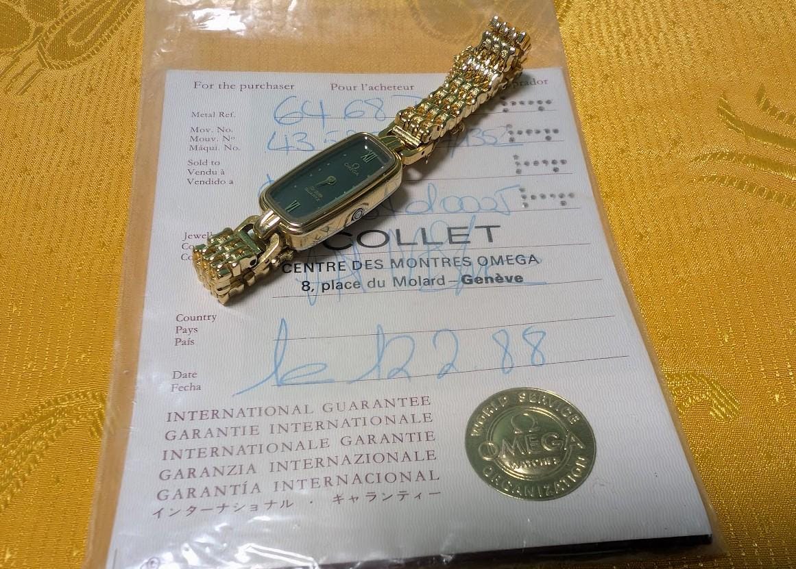 Rare Omega De Ville Quartz 1352 Ladies Watch Gold Tone Bracelet Swiss Vintage Pre-Owned Watch With Warranty Booklet