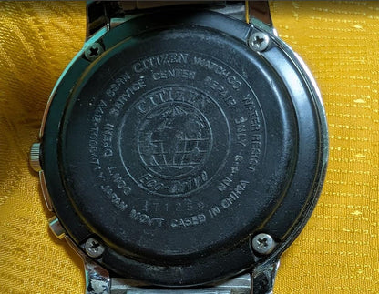 Citizen Eco Drive Radio Controlled A412-T005471 Vintage Pre-Owned 42mm Stainless Steel Working Watch Japan