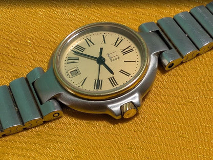 Vintage Pre-Owned Dunhill Millennium Quartz Swiss Made Watch 28mm Date Original Bracelet Working Luxury Watch