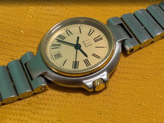 Vintage Pre-Owned Dunhill Millennium Quartz Swiss Made Watch 28mm Date Original Bracelet Working Luxury Watch