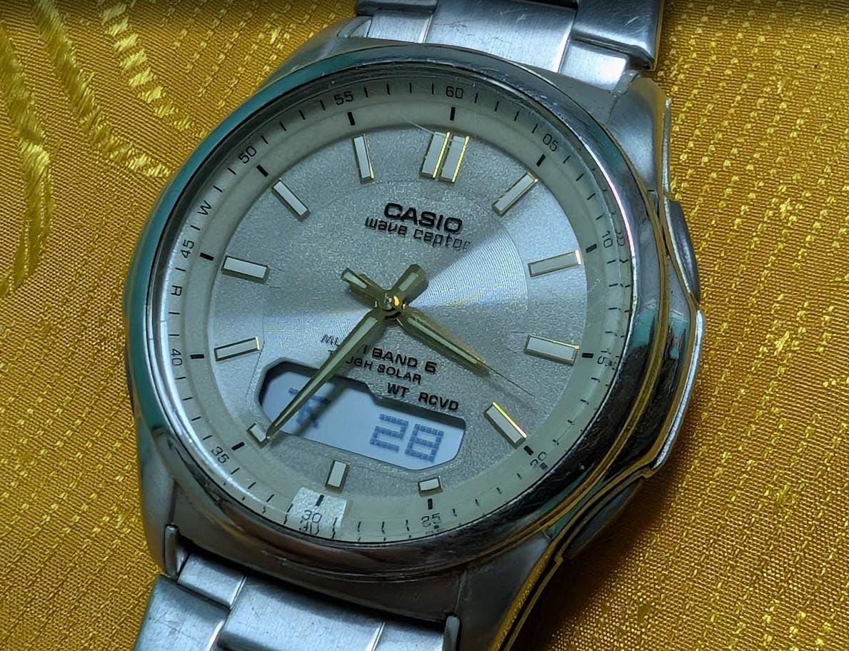 Casio Wave Ceptor WVA-M630 Multiband 6 Tough Solar Watch 40mm Silver Dial Vintage Pre-Owned JDM Men's Watch