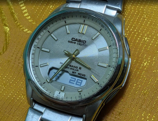 Casio Wave Ceptor WVA-M630 Multiband 6 Tough Solar Watch 40mm Silver Dial Vintage Pre-Owned JDM Men's Watch