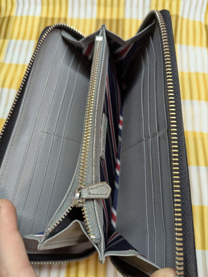 Pre-Owned BEAMS HEART Bifold Long Wallet Leather Black Men's
