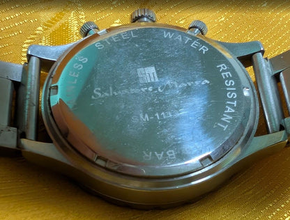 Rare Vintage Pre-Owned Salvatore Marra Chronograph Watch Stainless Steel 45mm Large Case Sport Mens Quartz Wristwatch Date Display Case 45mm