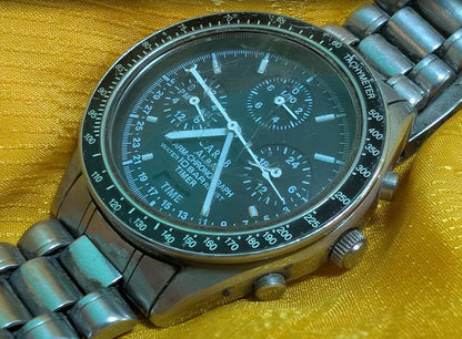 Vintage Pre-Owned Alba Carib N944-7A40 Chronograph Timer Watch Japan 36mm Stainless Steel 10 Bar Quartz For Repair Service Rare