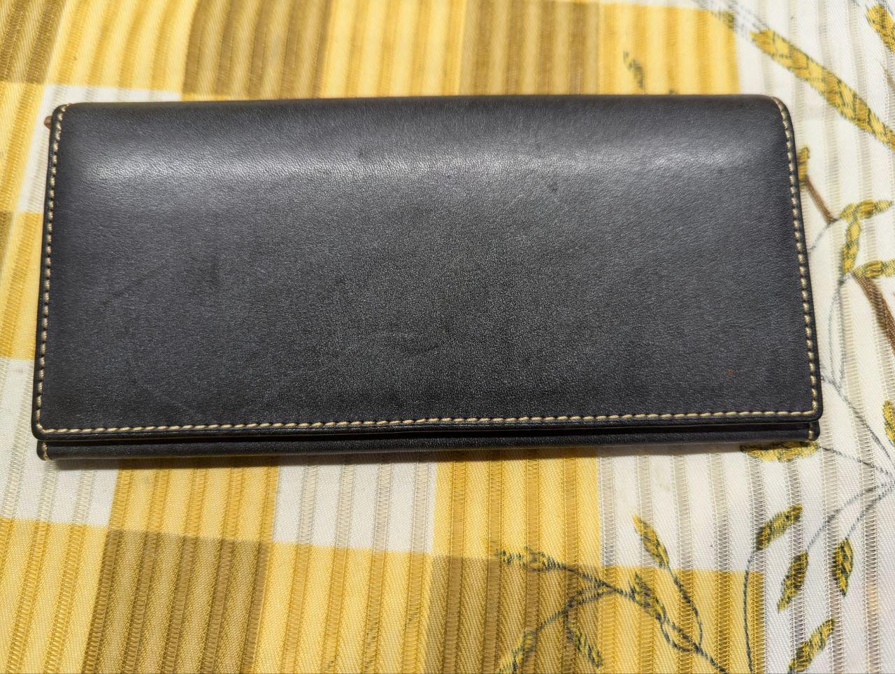 Vintage Pre-Owned Genuine Bridle Leather Long Wallet Black Tan Interior Continental Bifold Zip Coin Pocket Classic Mens Leather Wallet