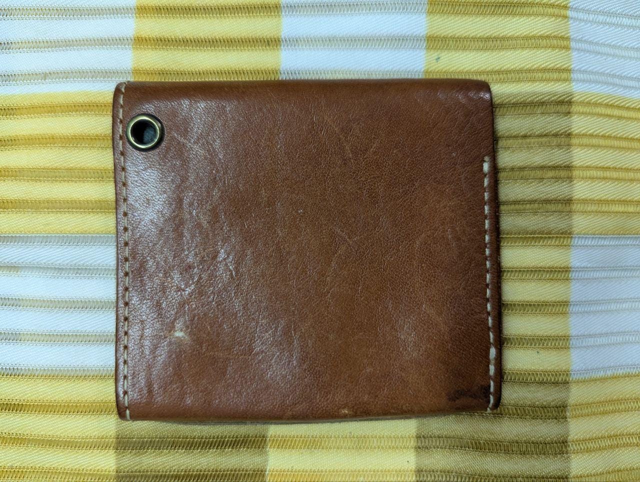 Pre-Owned QUATRO GATS Tri-fold Wallet Japan Leather Brown Solid Color Men's