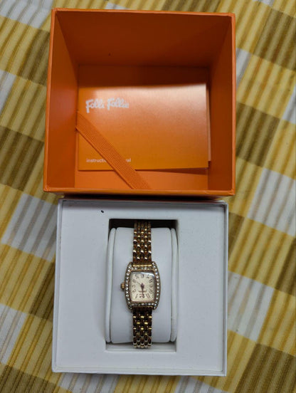 Pre-Owned Folli Follie Womens Watch WF5R142BP Rose Gold Crystal Bezel Bracelet Watch With Box