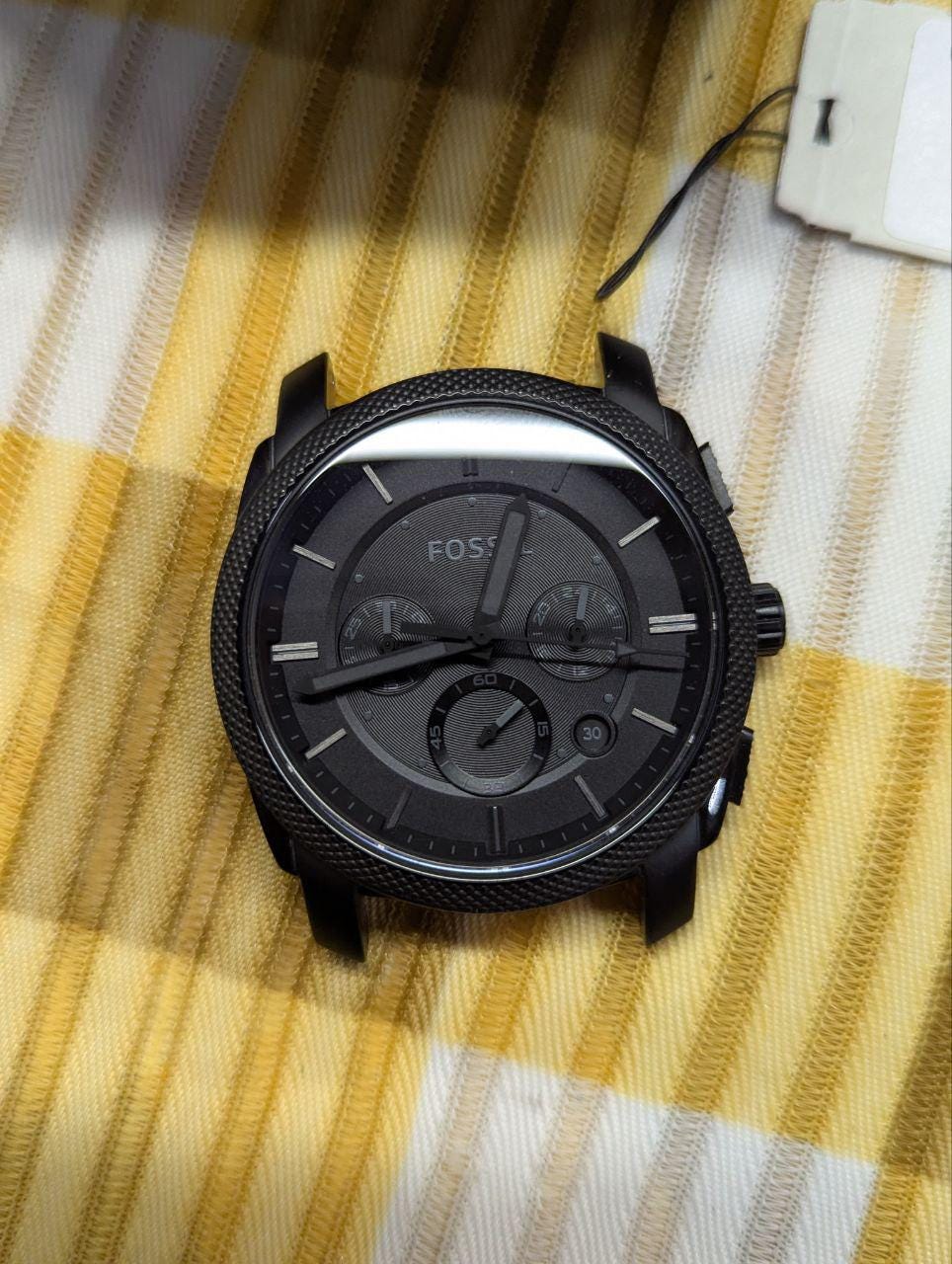 Fossil Stainless Steel Chronograph Watch Black Dial 5 ATM Mens Watch Pre Owned Authentic