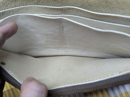 Handmade Lumiere Leather Long Wallet Ivory Brown Minimalist Wallet Genuine Leather Womens Wallet Pre Owned Artisan Made