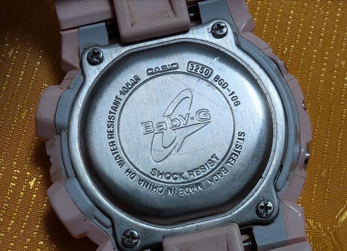 Pre-Owned Casio Baby-G BGD-106 Pink Digital Watch Shock Resistant 10BAR Water Resist Working EL Backlight 39mm Rare Y2K