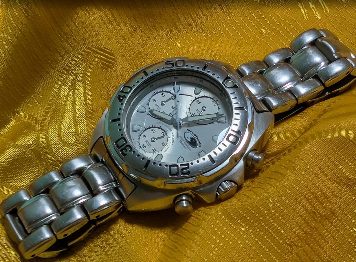 Orient Town & Country Chronograph TP04-00 CA Vintage Pre-Owned Diver Style Watch 20BAR Stainless Steel Japan.CASE 40mm.New Battery