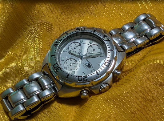 Orient Town & Country Chronograph TP04-00 CA Vintage Pre-Owned Diver Style Watch 20BAR Stainless Steel Japan.CASE 40mm.New Battery