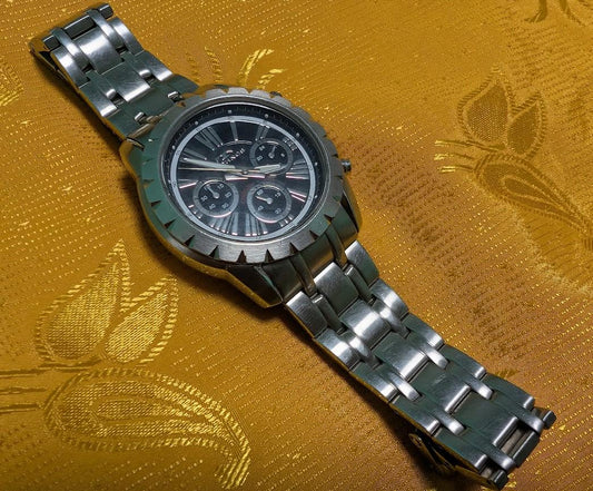 Technos World Wide T5247 Chronograph Vintage Pre-Owned Watch 42mm Stainless Steel Men's Wristwatch For Repair Parts Collector Piece