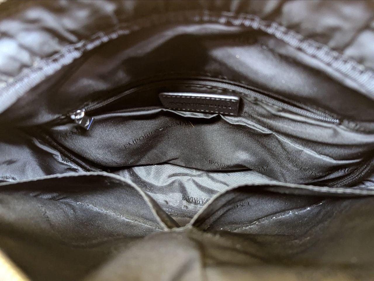 Pre-Owned EMPORIO ARMANI Shoulder Bag Leather Black Men's