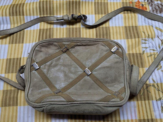 Vintage Pre-Owned Salvatore Ferragamo Leather Crossbody Bag Khaki Green Made in Italy Designer Shoulder Bag