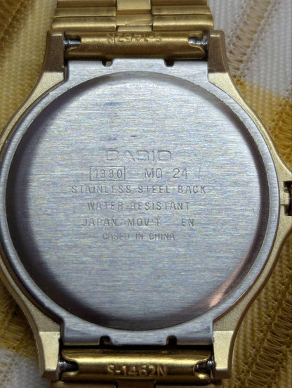 Pre-Owned Casio MQ 24 Gold Tone Quartz Watch Minimalist Analog Watch Water Resistant Japan Movement Working Condition